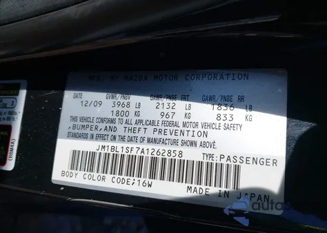 2010 Mazda Mazda3 I Touring z USA, uszkodzony, nr VIN JM1BL1SF7A1262858